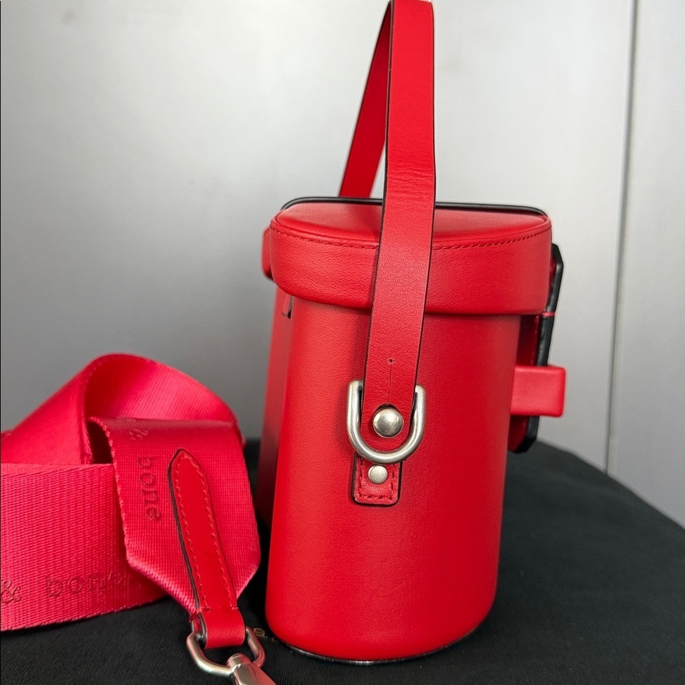 Rag & Bone Leather Crossbody Binocular Bag w/Top Handle in "Barrow" in Fiery Red - Picture 10 of 16